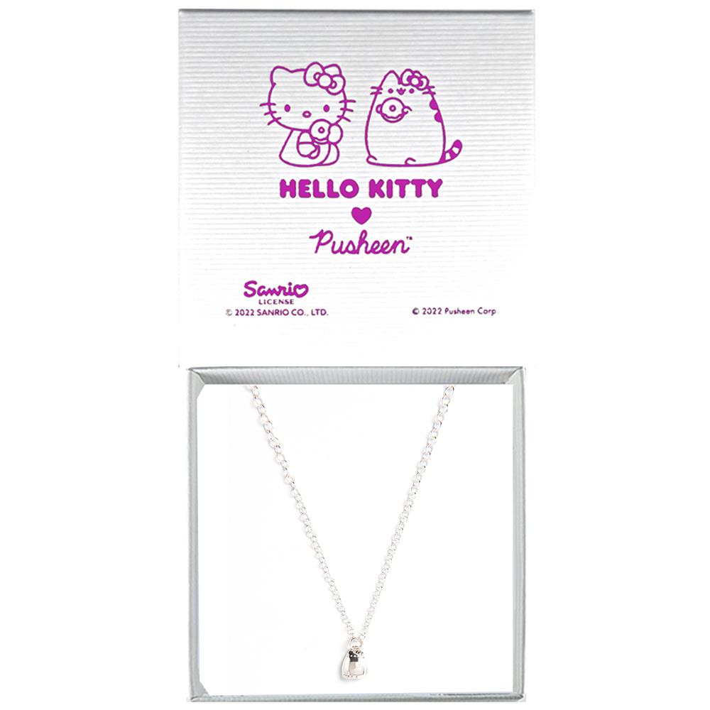 Hello Kitty & Pusheen - Sterling Silver Hello Kitty as Pusheen Charm Necklace