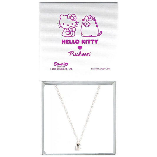 Hello Kitty & Pusheen - Sterling Silver Hello Kitty as Pusheen Charm Necklace