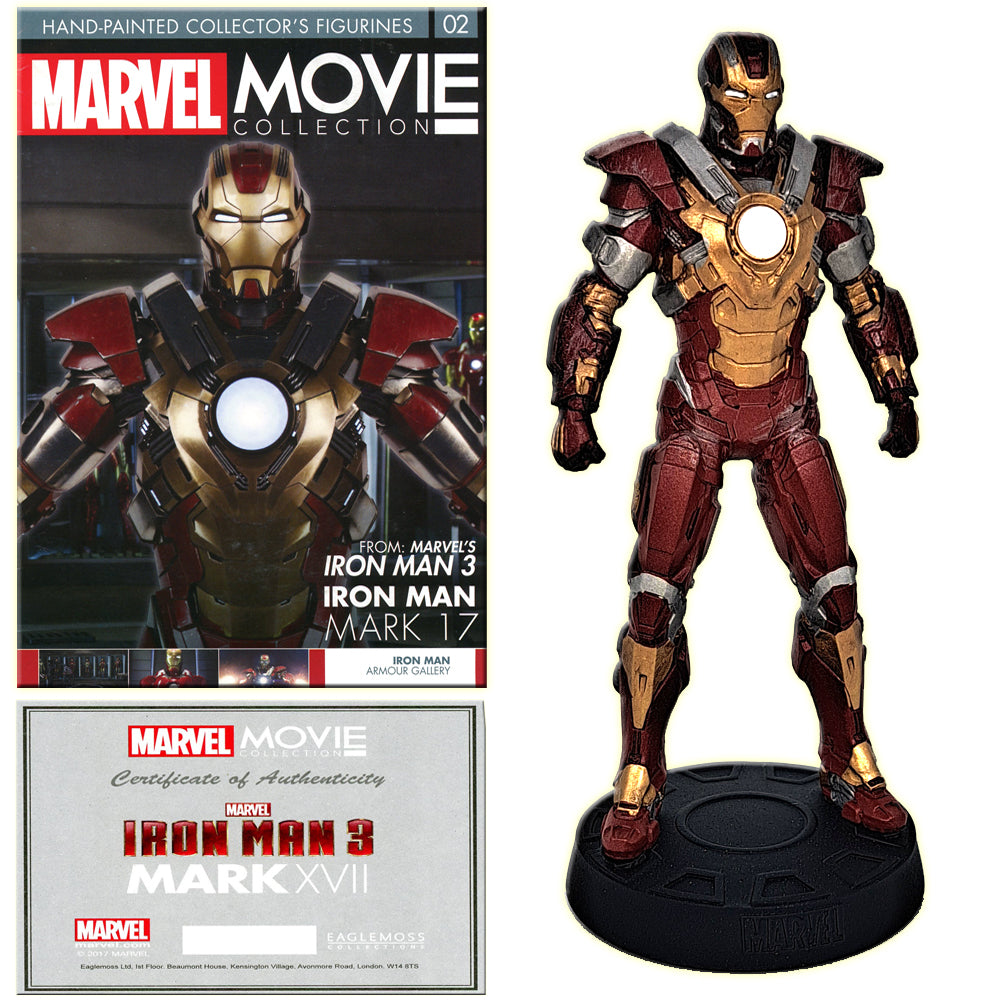 Marvel Movie Collection Figurines - 14cm Iron Man 3 Mark 17 02 with 8-Page Magazine