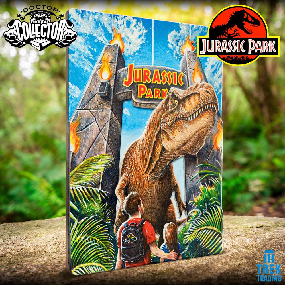 Jurassic Park Rex Attack - 30cm x 40cm Woodart 3D