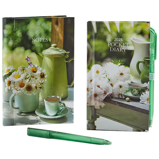 Pocket Dairy Diary & Notebook Set 2025 with Pens