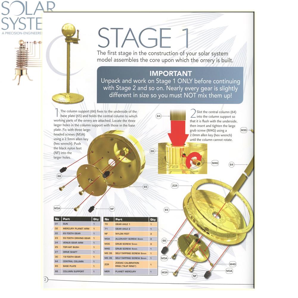 Solar System Orrery Spare Parts - Constructor's Manual