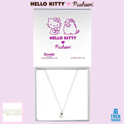 Hello Kitty & Pusheen - Sterling Silver Hello Kitty as Pusheen Charm Necklace