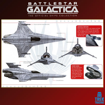 Battlestar Galactica Official Ships Collection - 18cm 2276NC Viper Mark VII Fighter Issue 6 with Magazine