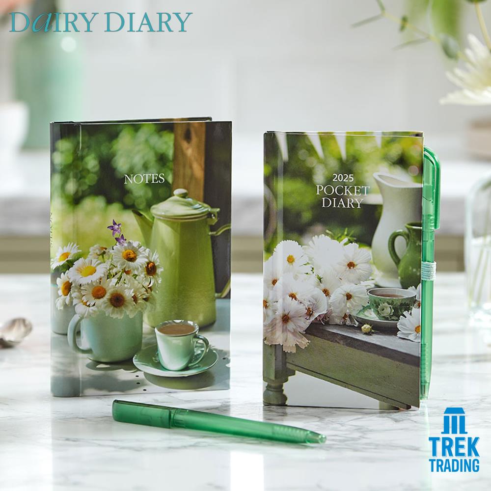 Pocket Dairy Diary & Notebook Set 2025 with Pens