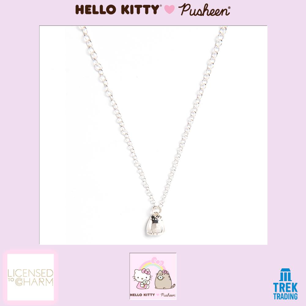 Hello Kitty & Pusheen - Sterling Silver Hello Kitty as Pusheen Charm Necklace
