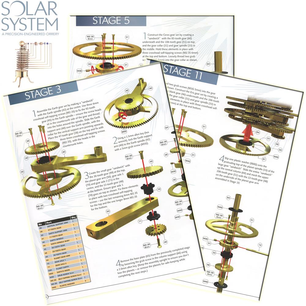 Solar System Orrery Spare Parts - Constructor's Manual