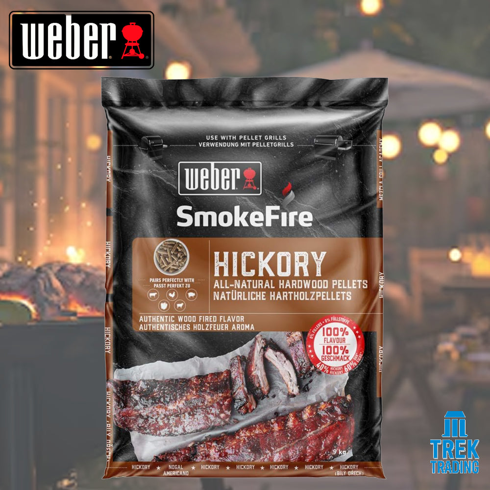 Weber Wood Pellets - Hickory Wood Smoking Chips - 9kg Bag