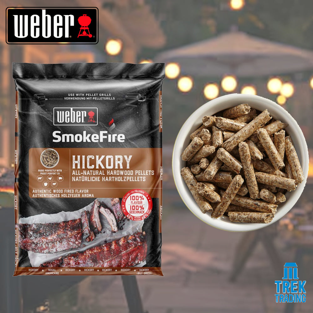 Weber Wood Pellets - Hickory Wood Smoking Chips - 9kg Bag