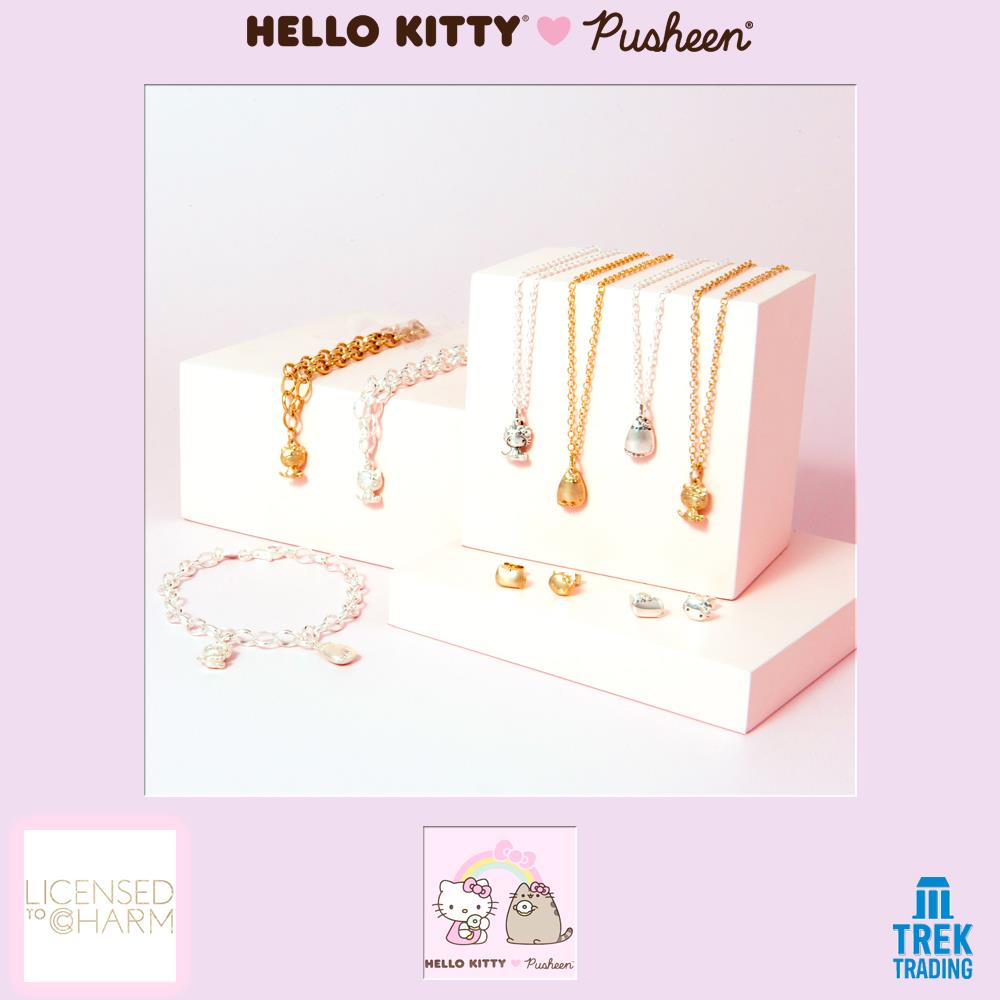 Hello Kitty & Pusheen - 18ct Gold Vermeil Pusheen as Hello Kitty Charm Bracelet