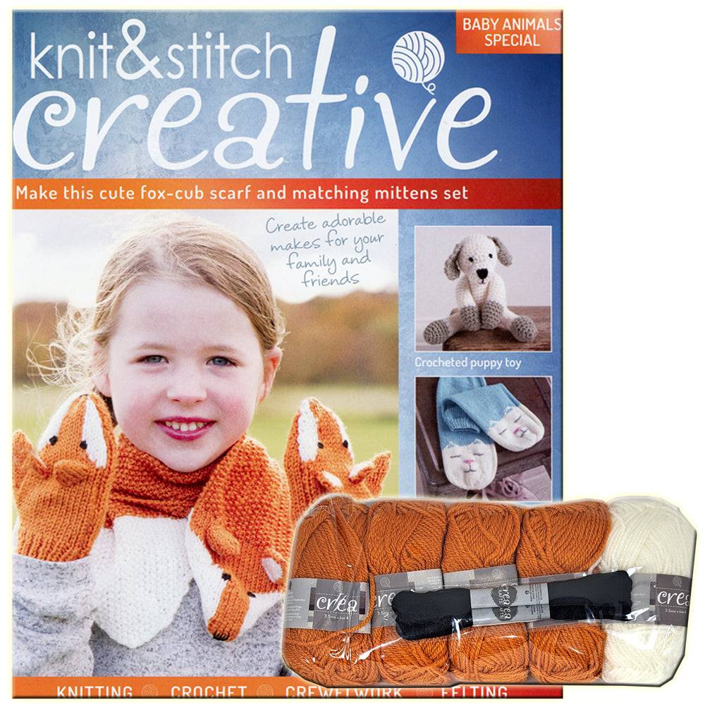 Knit & Stitch Creative - SP002 Baby Animals Special Fox Cub Scarf & Mittens Set