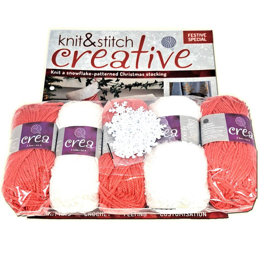 Knit & Stitch Creative - SP006 Festive Special Snowflake-Patterned Christmas Stocking