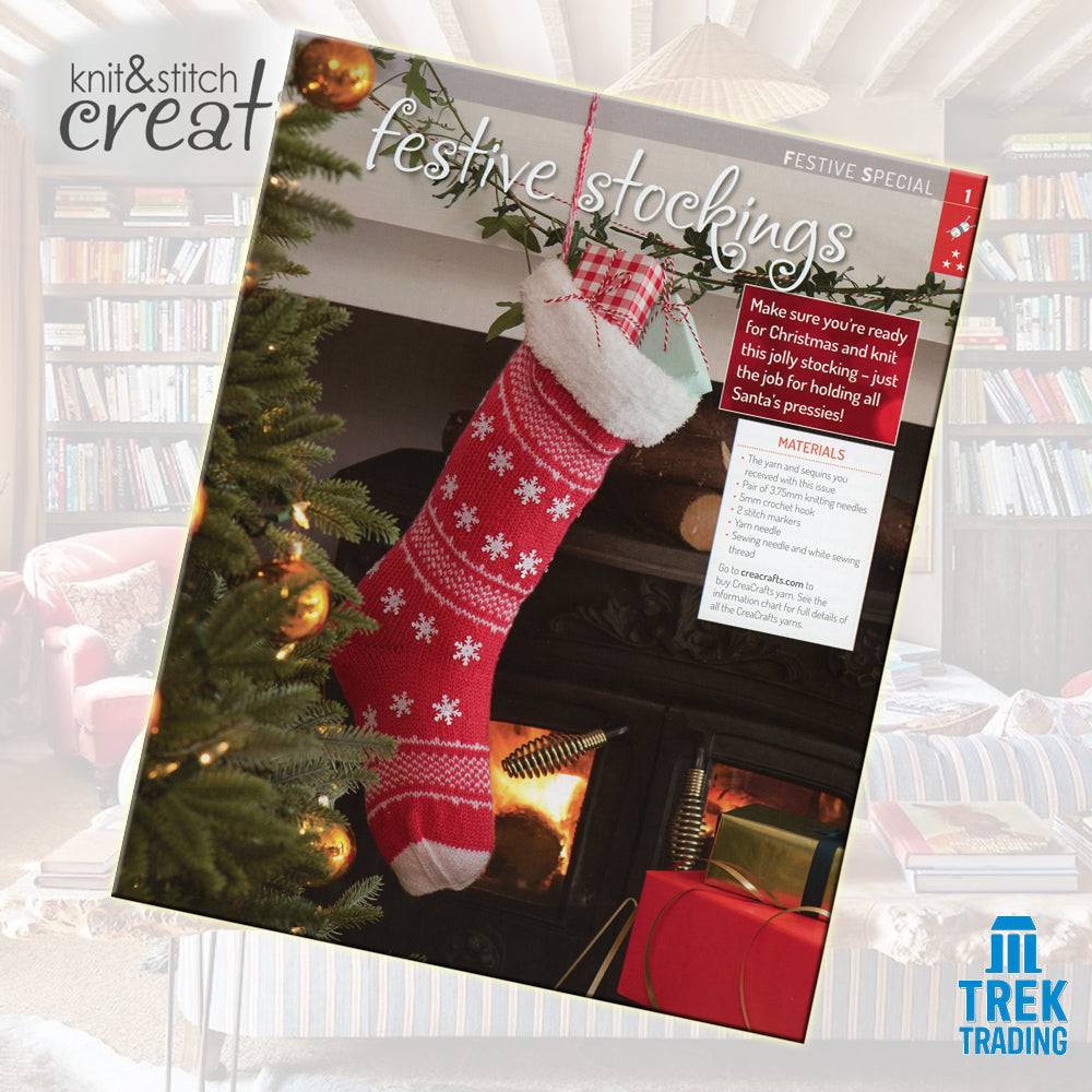 Knit & Stitch Creative - SP006 Festive Special Snowflake-Patterned Christmas Stocking